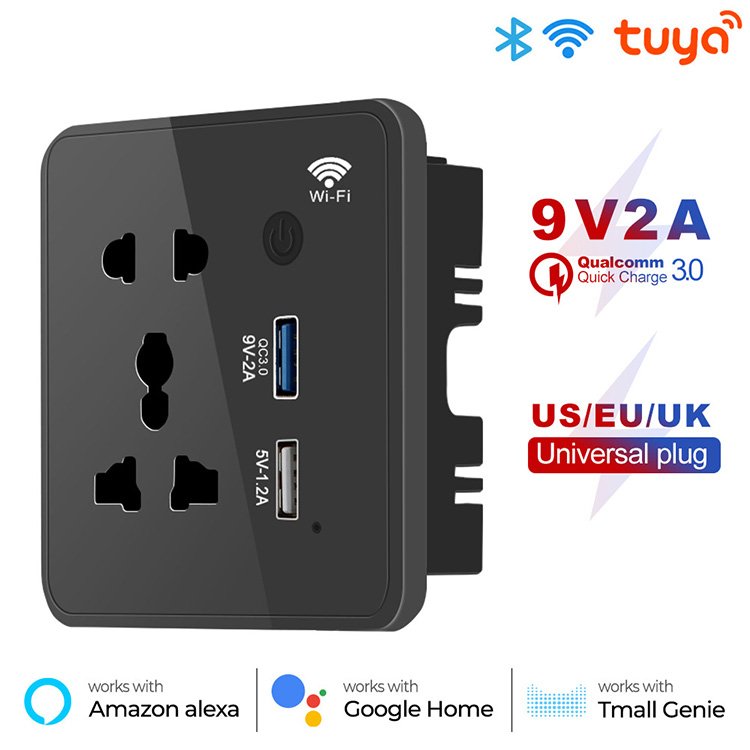 Tuya WIFI Control Dual USB Wall Socket 2-in-1 Fast Charging 3.0 Universal Plug & Sockets Home Office Hotel Enhanced Connectivity