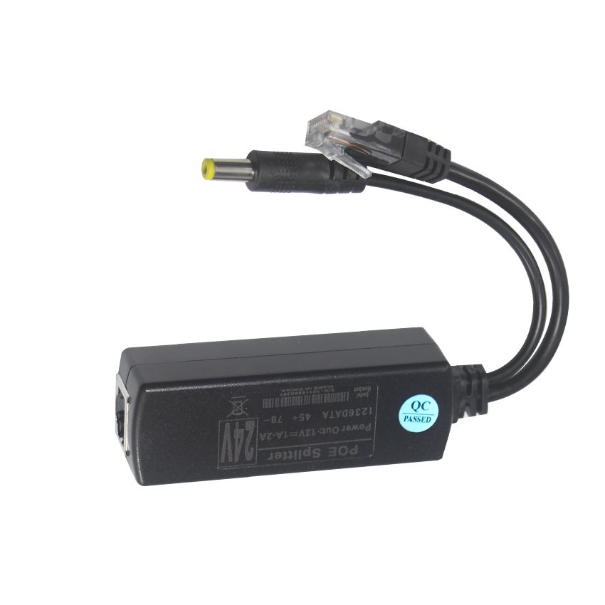 5.5X2.1Mm Male Plug 48V Poe To Dc 12V 2A Output Power Over Ethernet Active Splitter Adapter