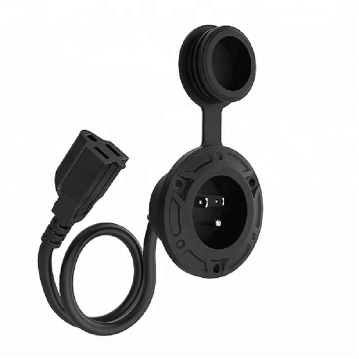 13Amp 125V AC Power Port Plug with 16" Integrated Heavy Duty Extension Cord Cable AC Travel Power Plug