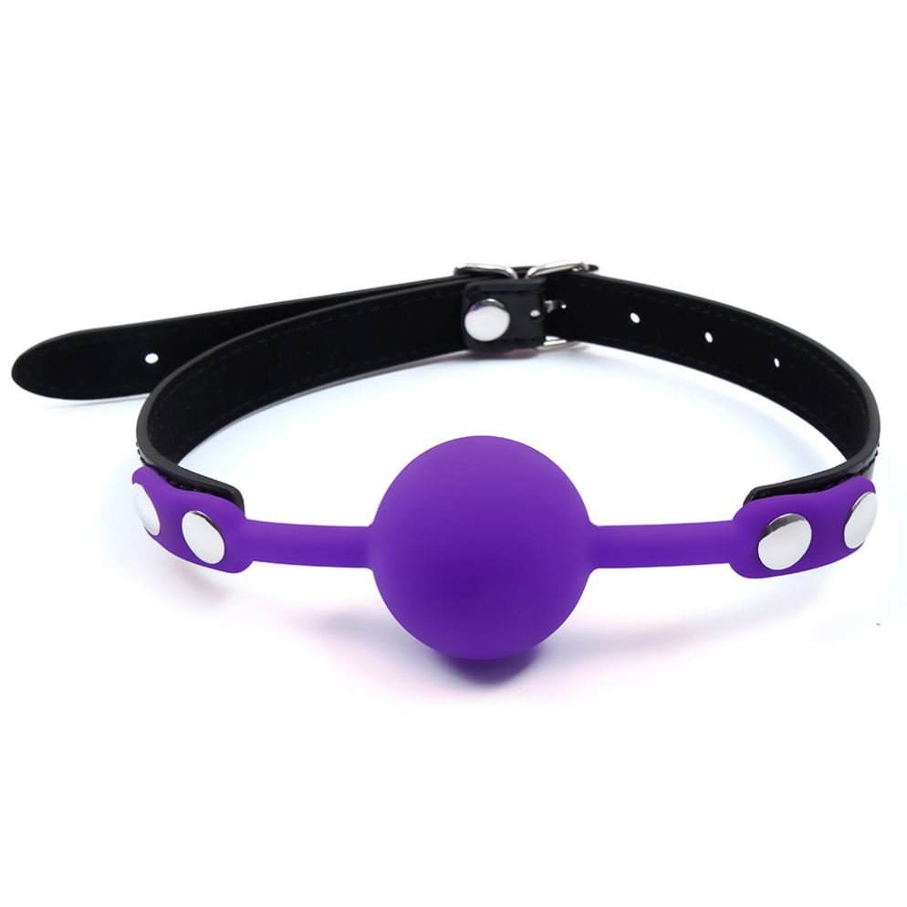 Silicone Bondage Restraints Slave Open Mouth Ball Gag Leather Belt Buckle Head Harness Plug