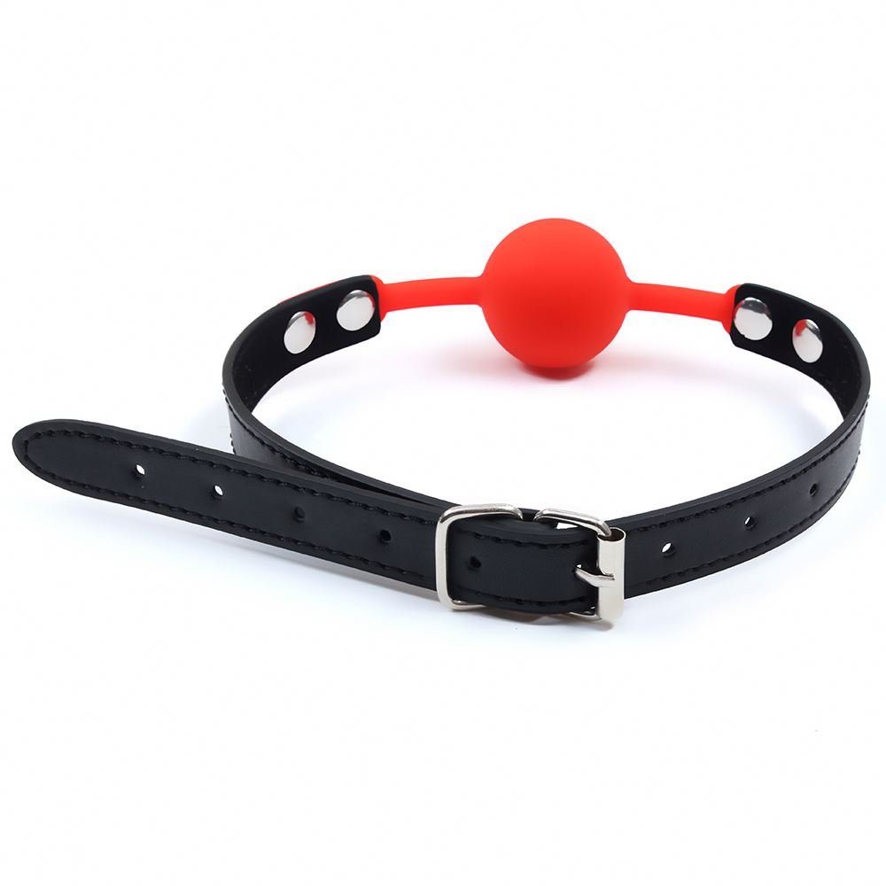 Silicone Bondage Restraints Slave Open Mouth Ball Gag Leather Belt Buckle Head Harness Plug