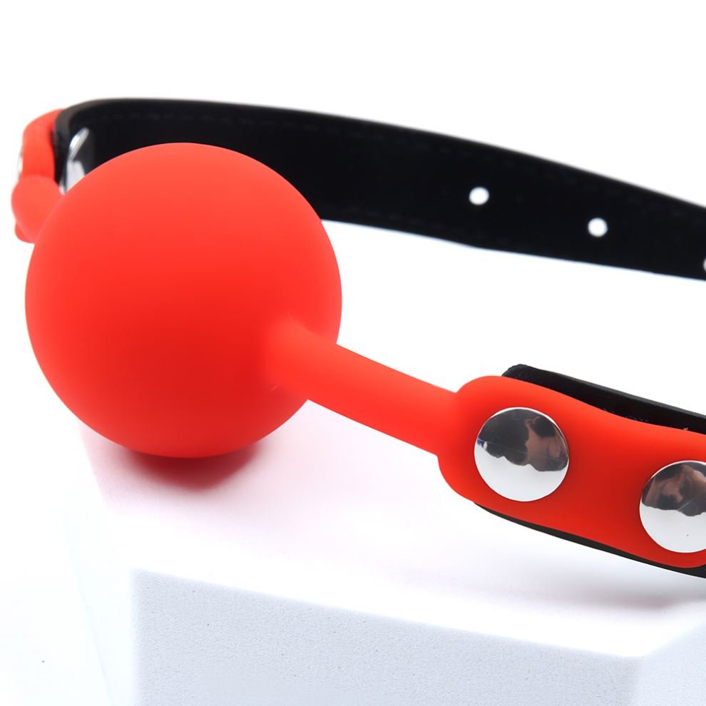 Silicone Bondage Restraints Slave Open Mouth Ball Gag Leather Belt Buckle Head Harness Plug
