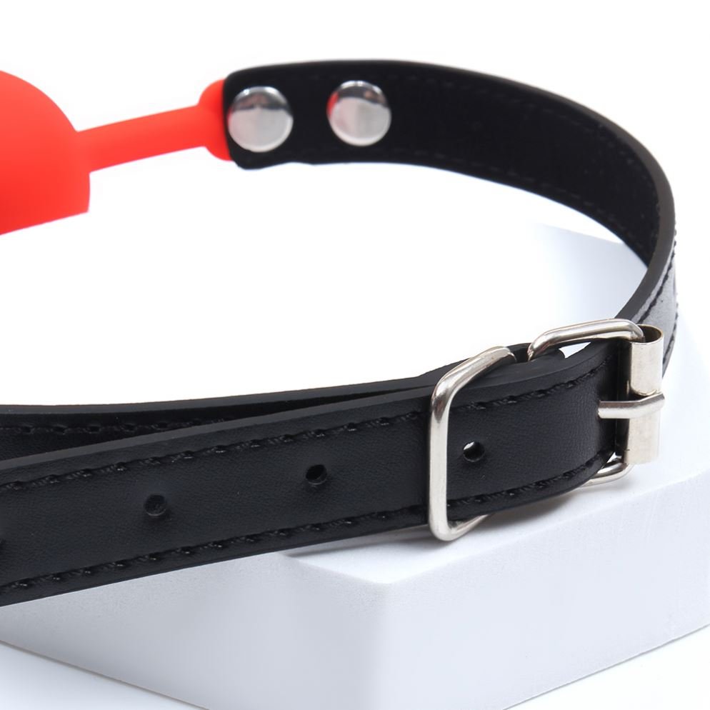 Silicone Bondage Restraints Slave Open Mouth Ball Gag Leather Belt Buckle Head Harness Plug