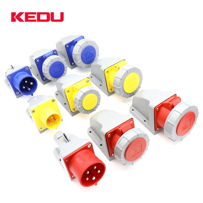 KEDU IP67 3P+PE industrial 16 amps multi plug socket outlet with 3C CE SMEKO