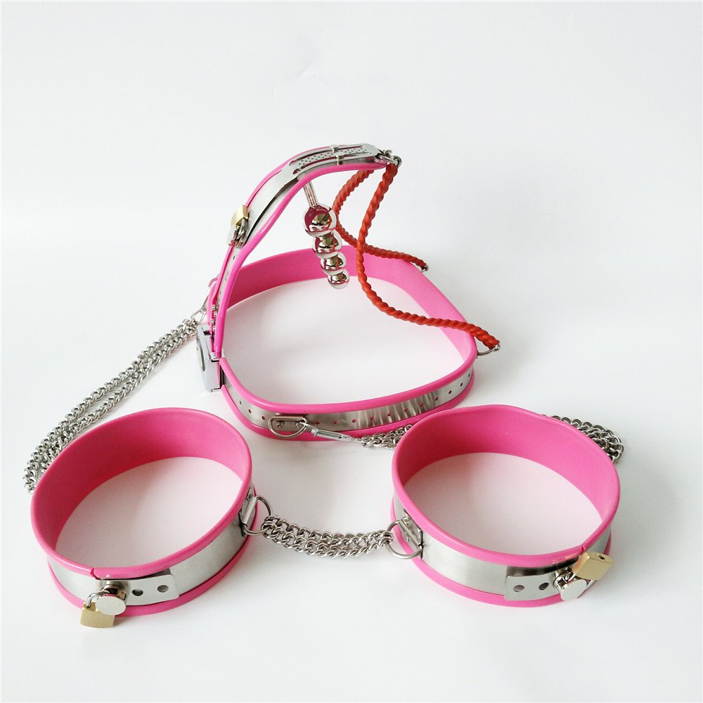 Black emperor SM women with stainless steel chastity lock anti-wolf derailment bound thigh set comfortable adult toys