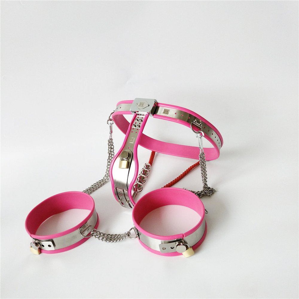 Black emperor SM women with stainless steel chastity lock anti-wolf derailment bound thigh set comfortable adult toys