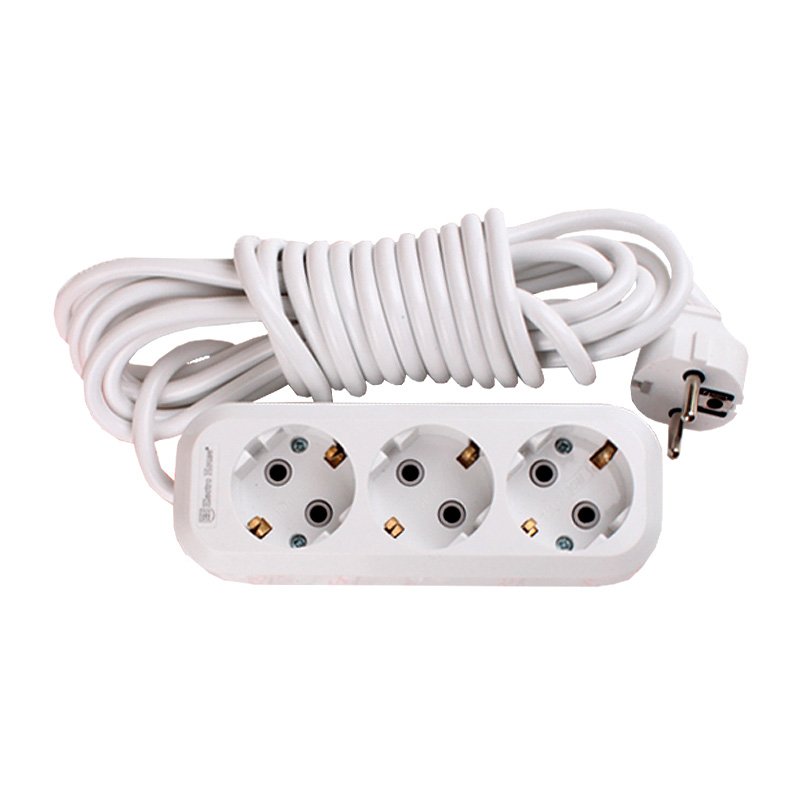 3 Way White Extension Socket With Grounding 2 Meters Cable Electrical Power Strip ABS Plastic UK US EU Plug Switching Socket