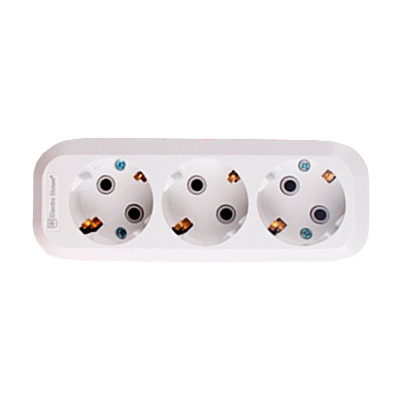 3 Way White Extension Socket With Grounding 2 Meters Cable Electrical Power Strip ABS Plastic UK US EU Plug Switching Socket