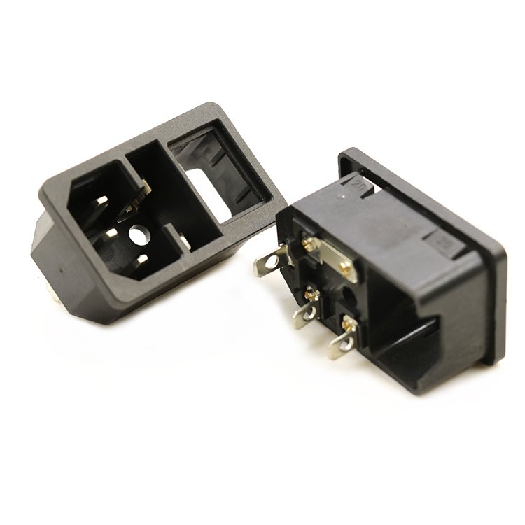 3/4 Pin socket male connector 10A 250VAC fuse holder IEC 320 C1 C14 inlet connector plug power socket for medical equipment