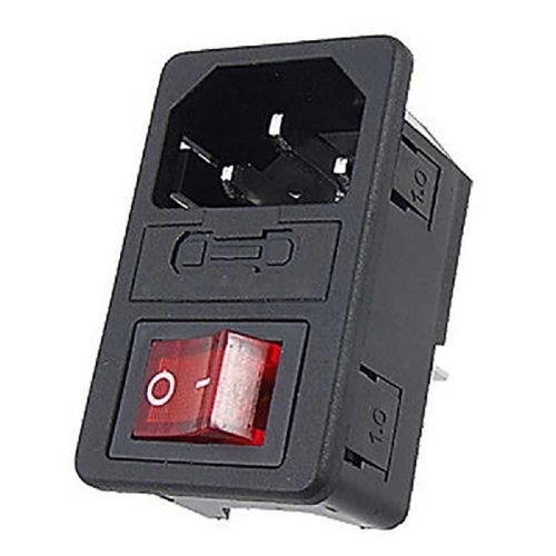 3/4 Pin socket male connector 10A 250VAC fuse holder IEC 320 C1 C14 inlet connector plug power socket for medical equipment
