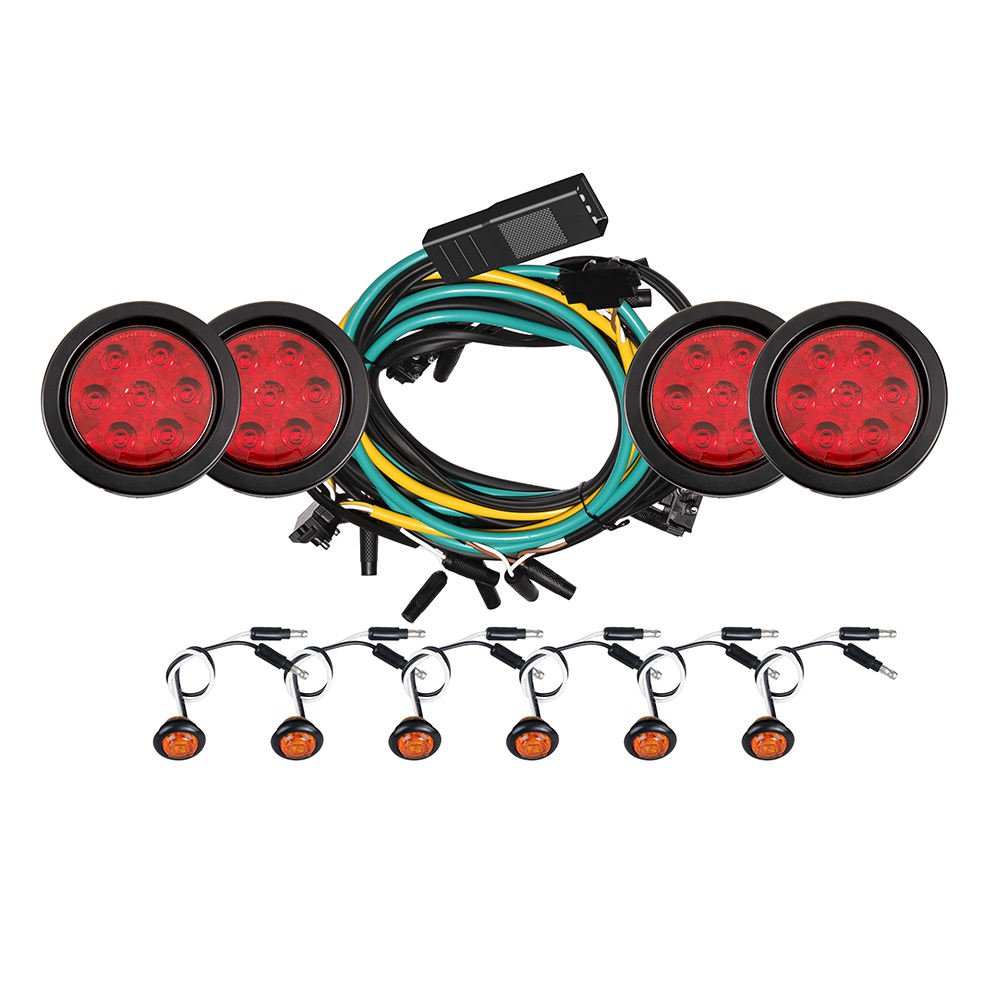 SAE 12v Combination Tail Light Truck Trailer Wire Harness Assembly Kit 7 plugs Light plug play side mark led Boat Trailer lights