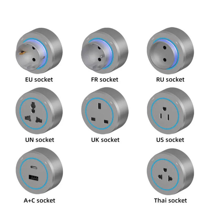 Outlet track sockets plug UK US EU Electric Wall-Mounted Power Surface Kitchen Sockets with LED Adapers/Plugs multifunction