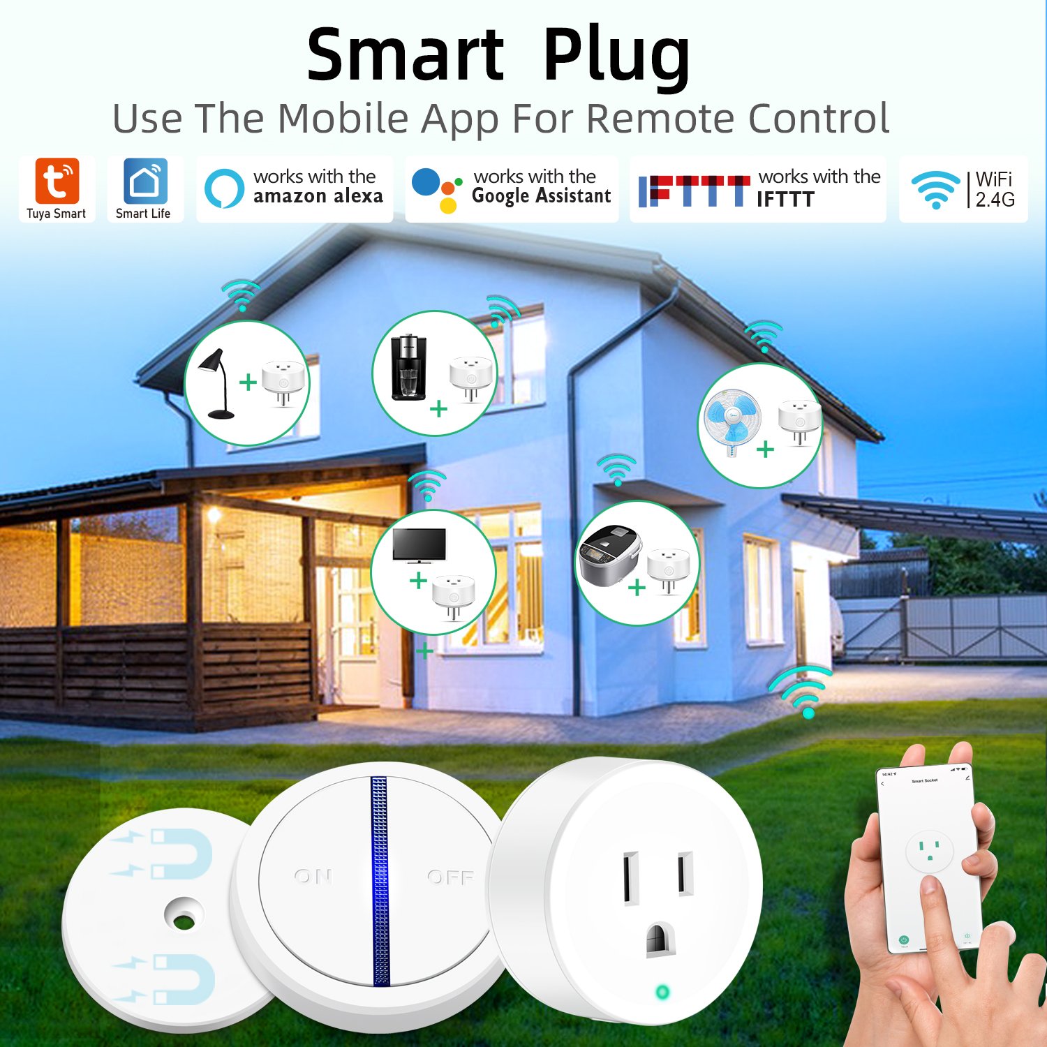 Remote Control Switch Tuya Works with Alexa Google Home Electrical Power Wall Plug Socket smart Home Automation Wifi Plug