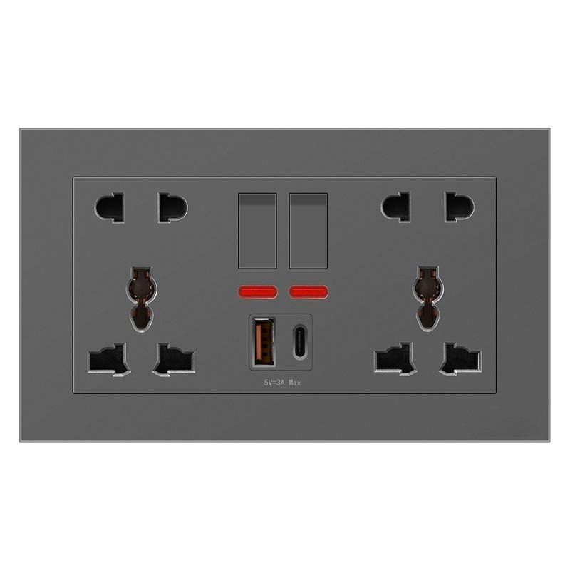 Hot Sell Black Color EU Standard With 2 Ports USB Outlet Wall Socket