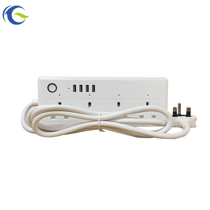 Wifi Tuya 13A UK 4 plugs and 4 USB smart power socket extension