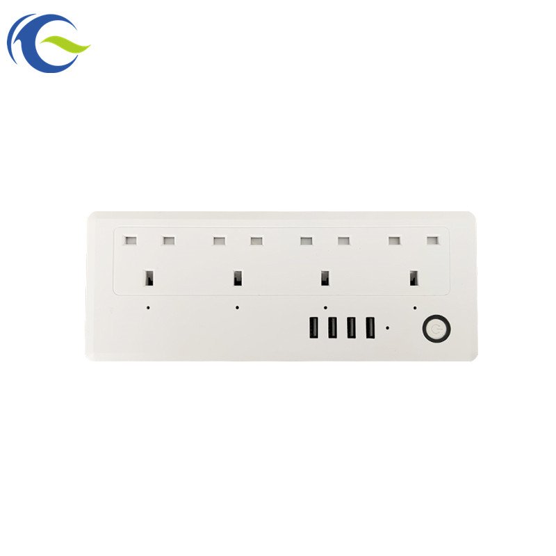 Wifi Tuya 13A UK 4 plugs and 4 USB smart power socket extension