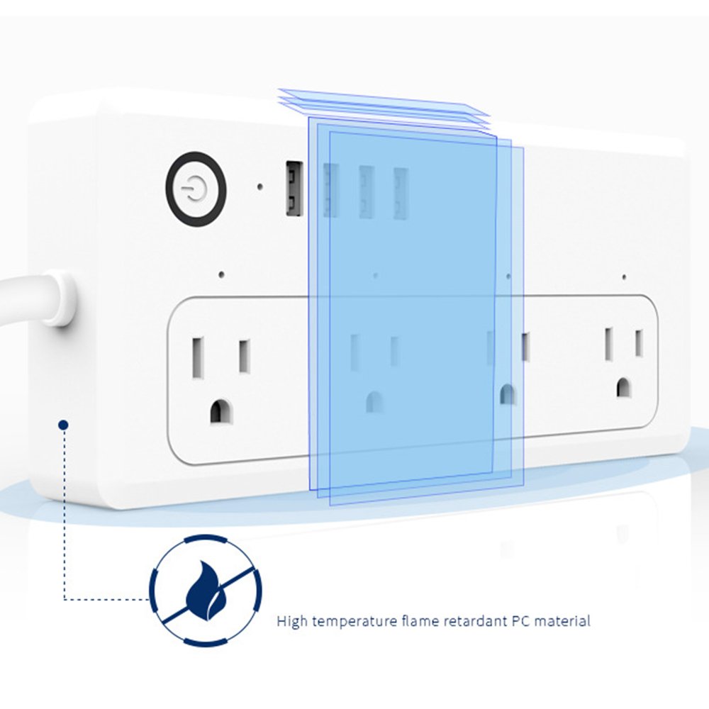 Wifi Tuya 13A UK 4 plugs and 4 USB smart power socket extension