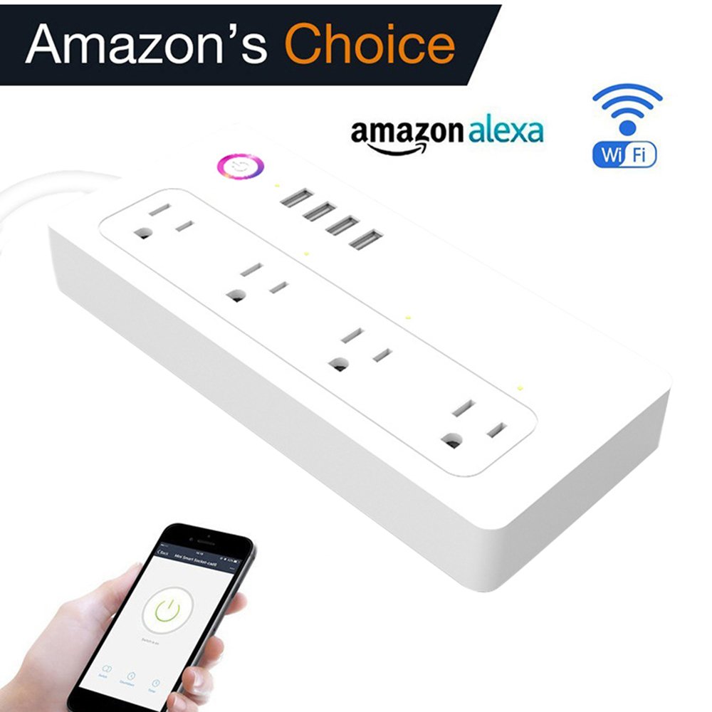 Wifi Tuya 13A UK 4 plugs and 4 USB smart power socket extension