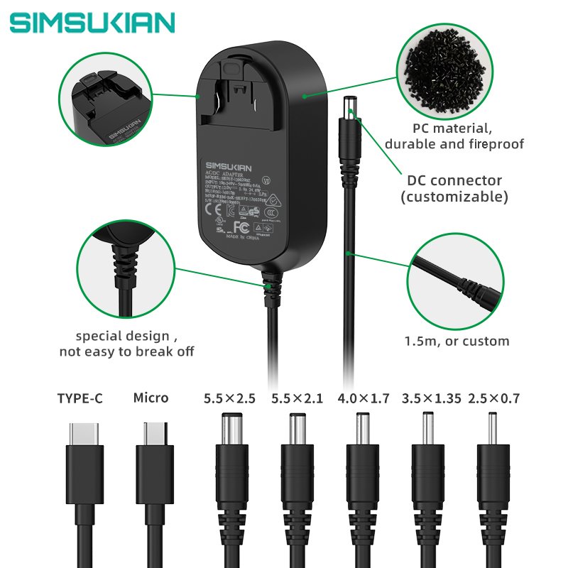 Interchangeable Plugs Multi Country Power Adapter 12v 4a Wall Adapter KC 24v2a Adaptor 24v 2a Adapter Power Supply 24v 2a