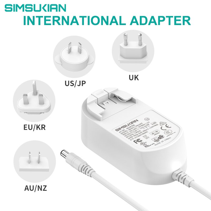 Interchangeable Plugs Multi Country Power Adapter 12v 4a Wall Adapter KC 24v2a Adaptor 24v 2a Adapter Power Supply 24v 2a