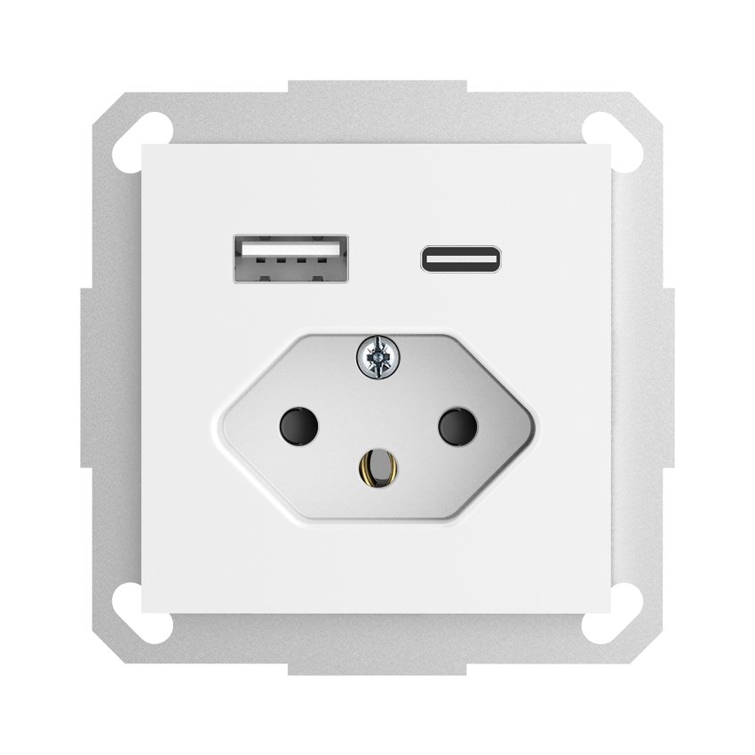 Switzerland USB wall socket usb type c power outlet with smart home plug socket euro schuko 2 usb wall charger