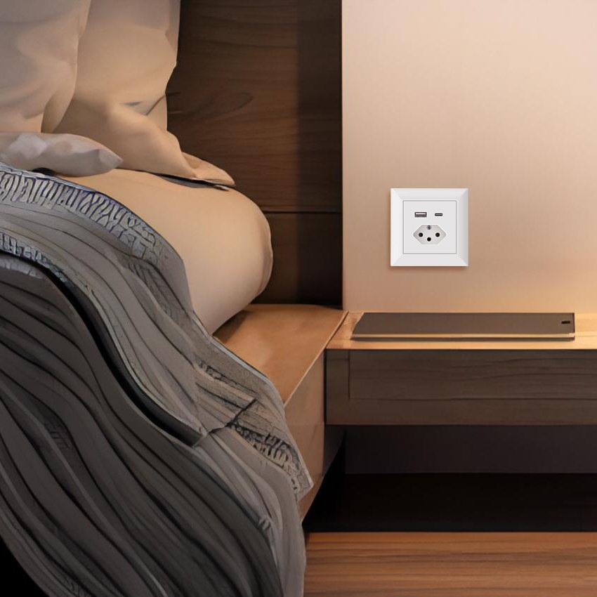 Switzerland USB wall socket usb type c power outlet with smart home plug socket euro schuko 2 usb wall charger
