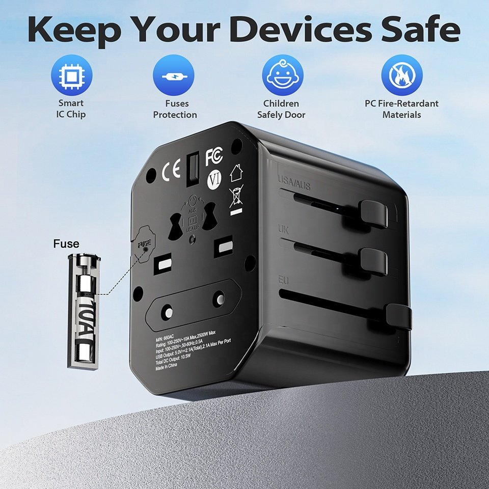 Worldplug 5V 2.1A Universal Worldwide AC Plug Adaptor Electrical Plug Socket for UK US EU AU CN Travel Power Adapter