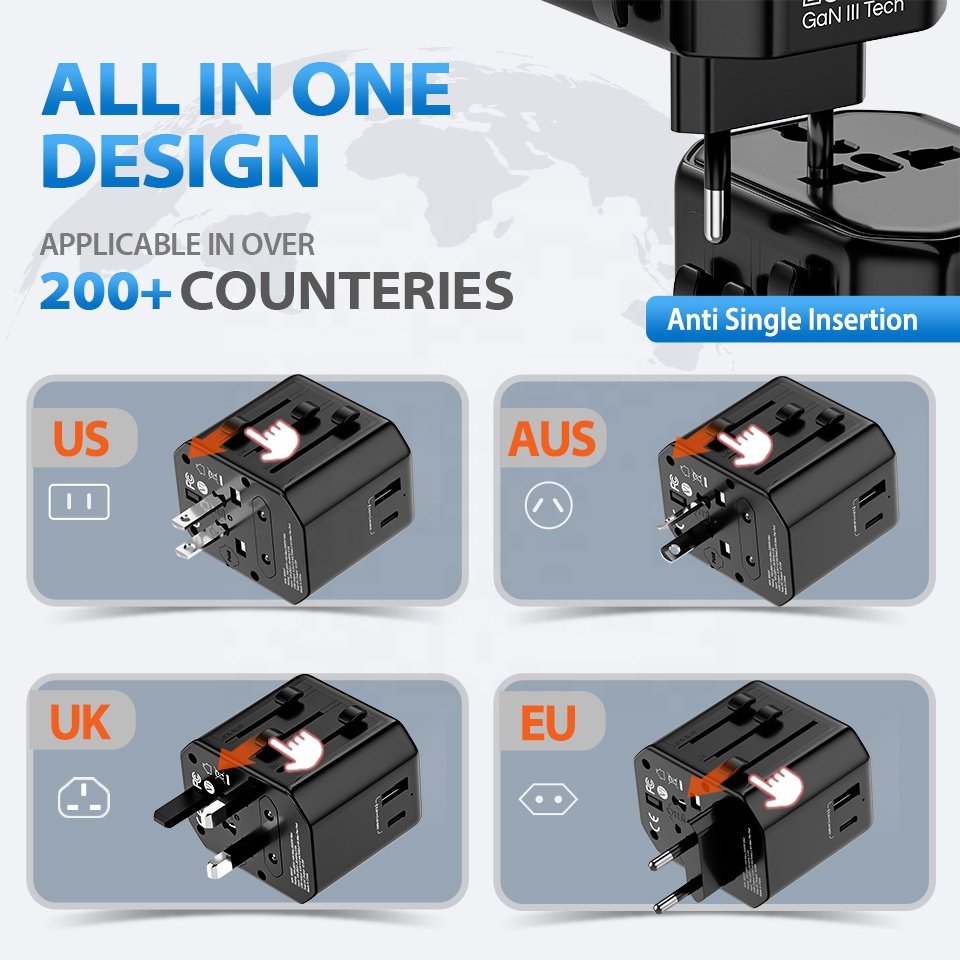 Worldplug 5V 2.1A Universal Worldwide AC Plug Adaptor Electrical Plug Socket for UK US EU AU CN Travel Power Adapter