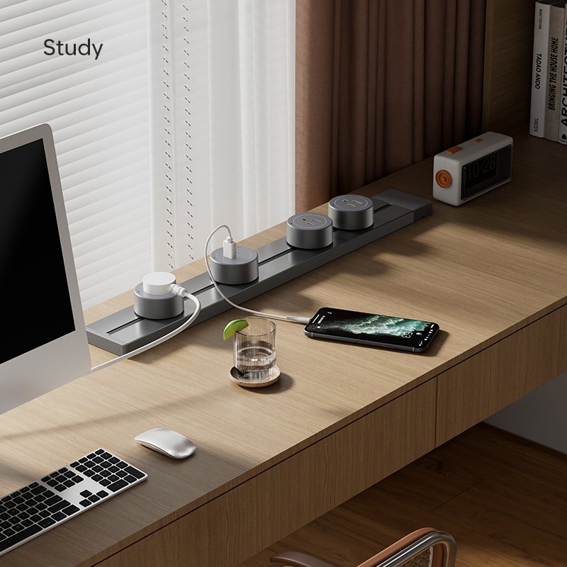 S8 series Wall Switch Track Extension Socket Strip UK Us Power Plug System Desktop Electrical Outlet Aluminum Panel with USB