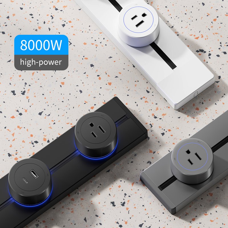 S8 series Wall Switch Track Extension Socket Strip UK Us Power Plug System Desktop Electrical Outlet Aluminum Panel with USB