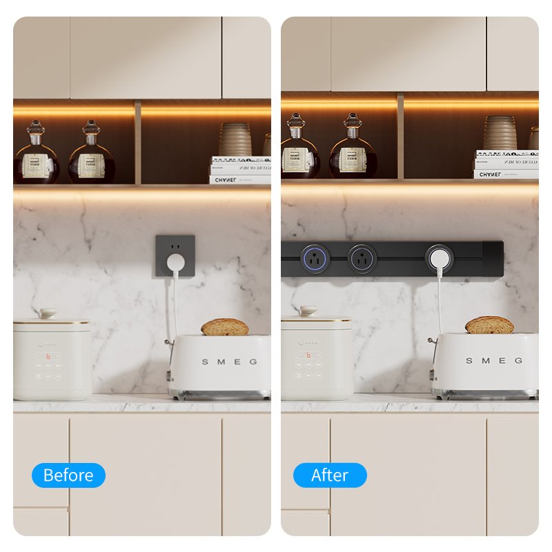 S8 series Wall Switch Track Extension Socket Strip UK Us Power Plug System Desktop Electrical Outlet Aluminum Panel with USB