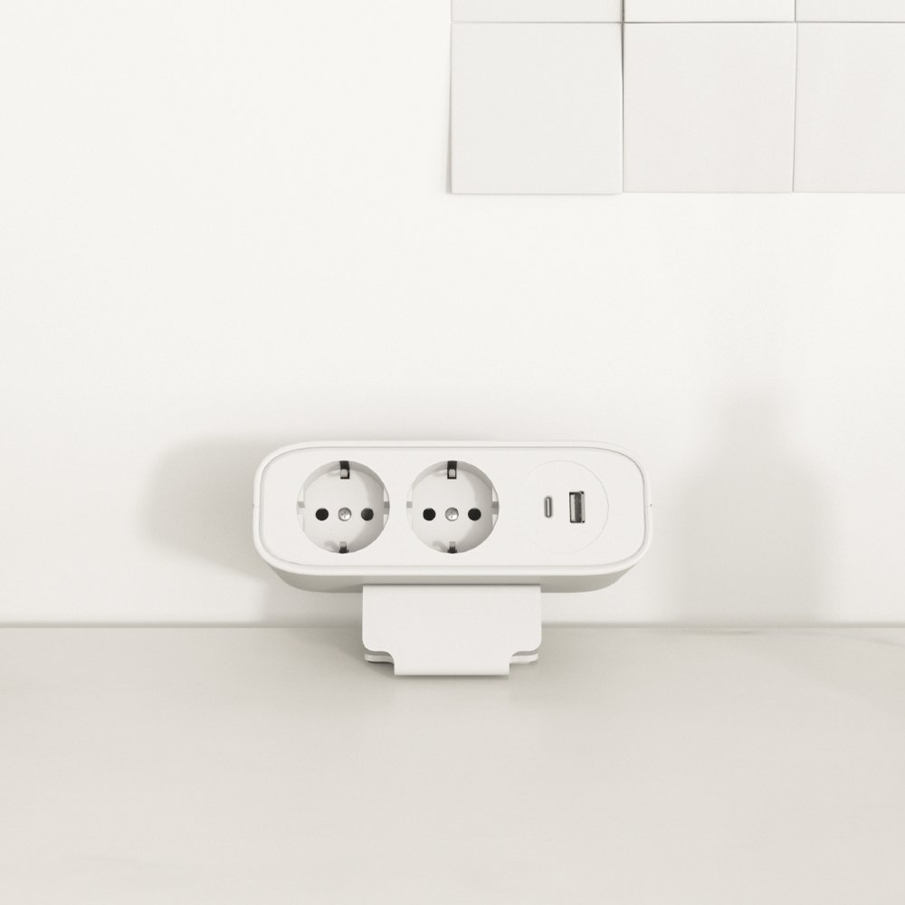 EU Plug Desk Mount Electric Charging Socket 2 USB Power Strip Surge Protector USB A and USB C