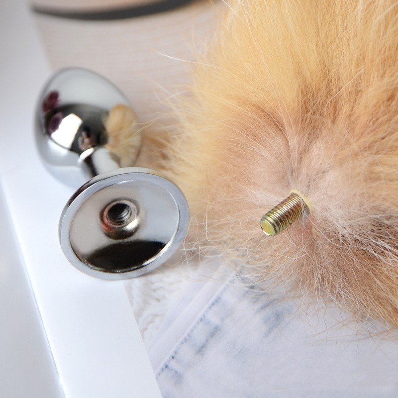 Butt Plug Fox Tail, Removable Artificial Handmade Raccoon Dog Plus White Fox Tail Stainless steels Anal Plugs COS Erotic
