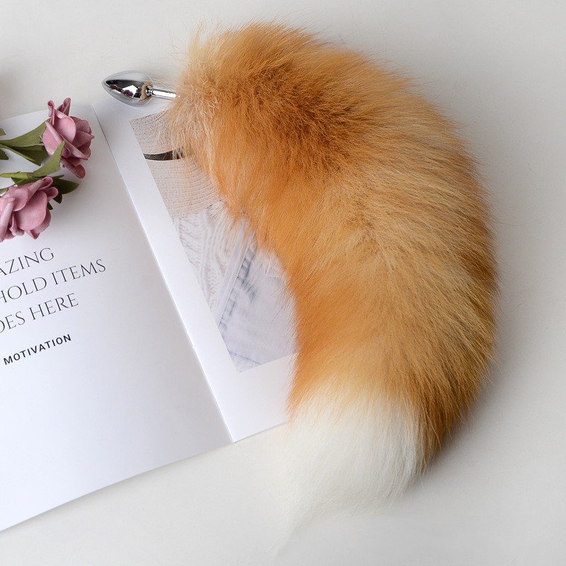 Butt Plug Fox Tail, Removable Artificial Handmade Raccoon Dog Plus White Fox Tail Stainless steels Anal Plugs COS Erotic