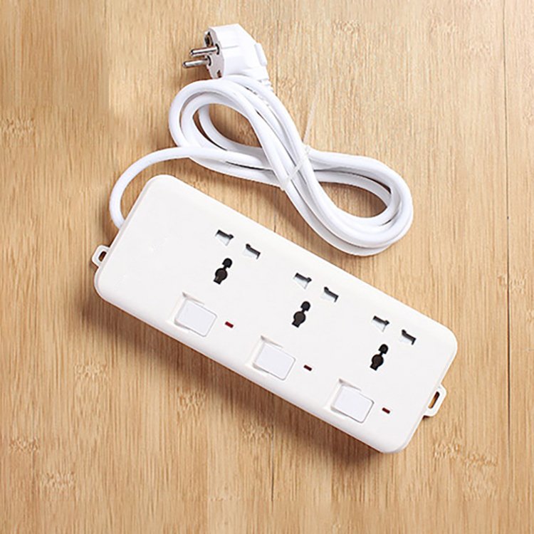 3 pin multi plug socket 10A or 16A power extension cord socket with switches