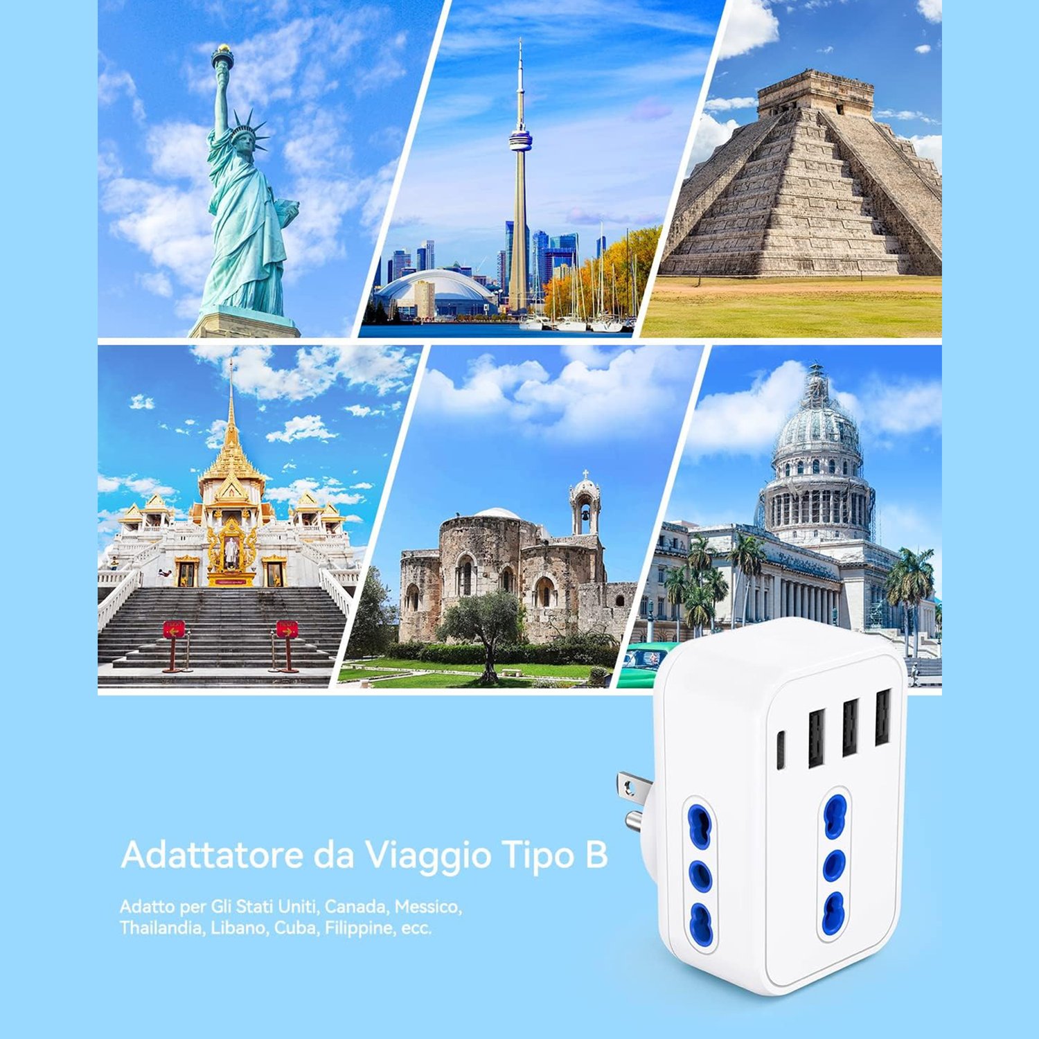 US Travel Plug Adapter 3 IT 4 USB Sockets Electric Multi Socket Wall Plug Power Strips 250V 10A UK Standard OEM Customizable CN