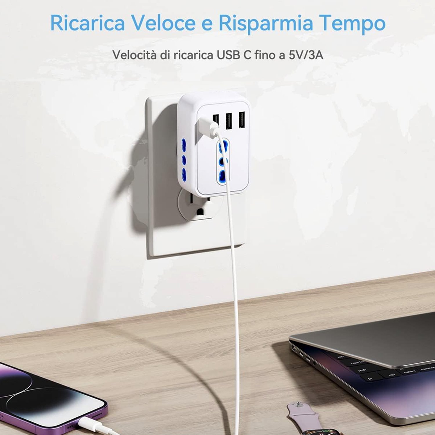 US Travel Plug Adapter 3 IT 4 USB Sockets Electric Multi Socket Wall Plug Power Strips 250V 10A UK Standard OEM Customizable CN