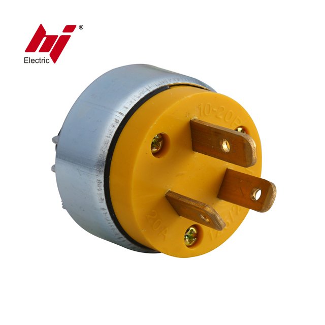 US Standard 20 Amp 125/250 Volt Straight Blade Electrical Male Plug Connector Grounding