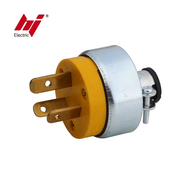 US Standard 20 Amp 125/250 Volt Straight Blade Electrical Male Plug Connector Grounding