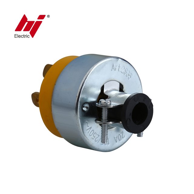 US Standard 20 Amp 125/250 Volt Straight Blade Electrical Male Plug Connector Grounding