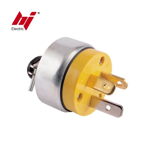 US Standard 20 Amp 125/250 Volt Straight Blade Electrical Male Plug Connector Grounding