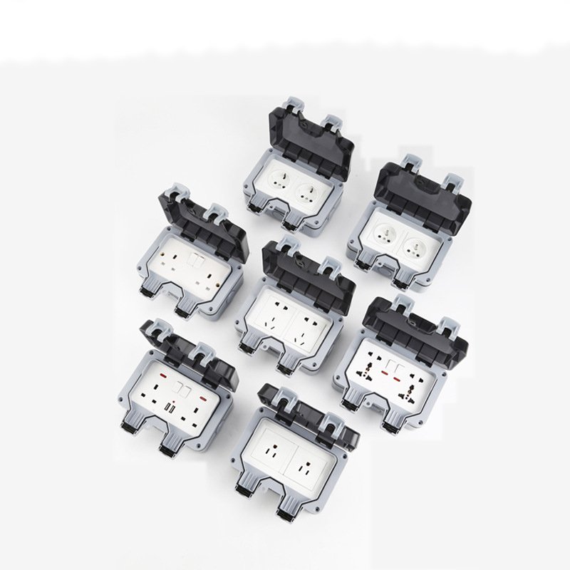 IP66 elevated version high impact EU Standard socket 16A European style raised outdoor rainproof plug socket