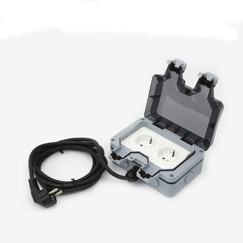 IP66 elevated version high impact EU Standard socket 16A European style raised outdoor rainproof plug socket