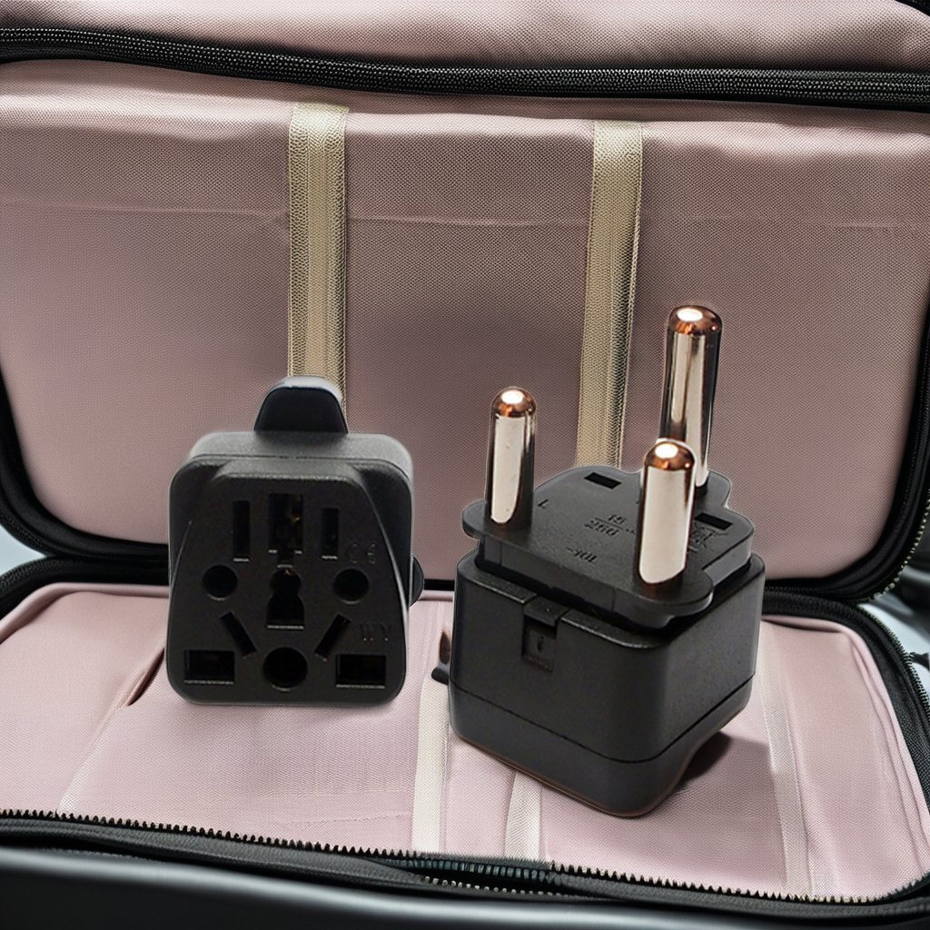 Grounded 3 prong USA European Schuko to Type M South Africa plug converter travel adapter adaptor