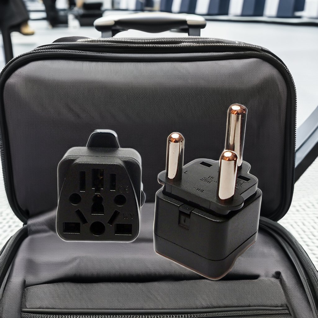 Grounded 3 prong USA European Schuko to Type M South Africa plug converter travel adapter adaptor