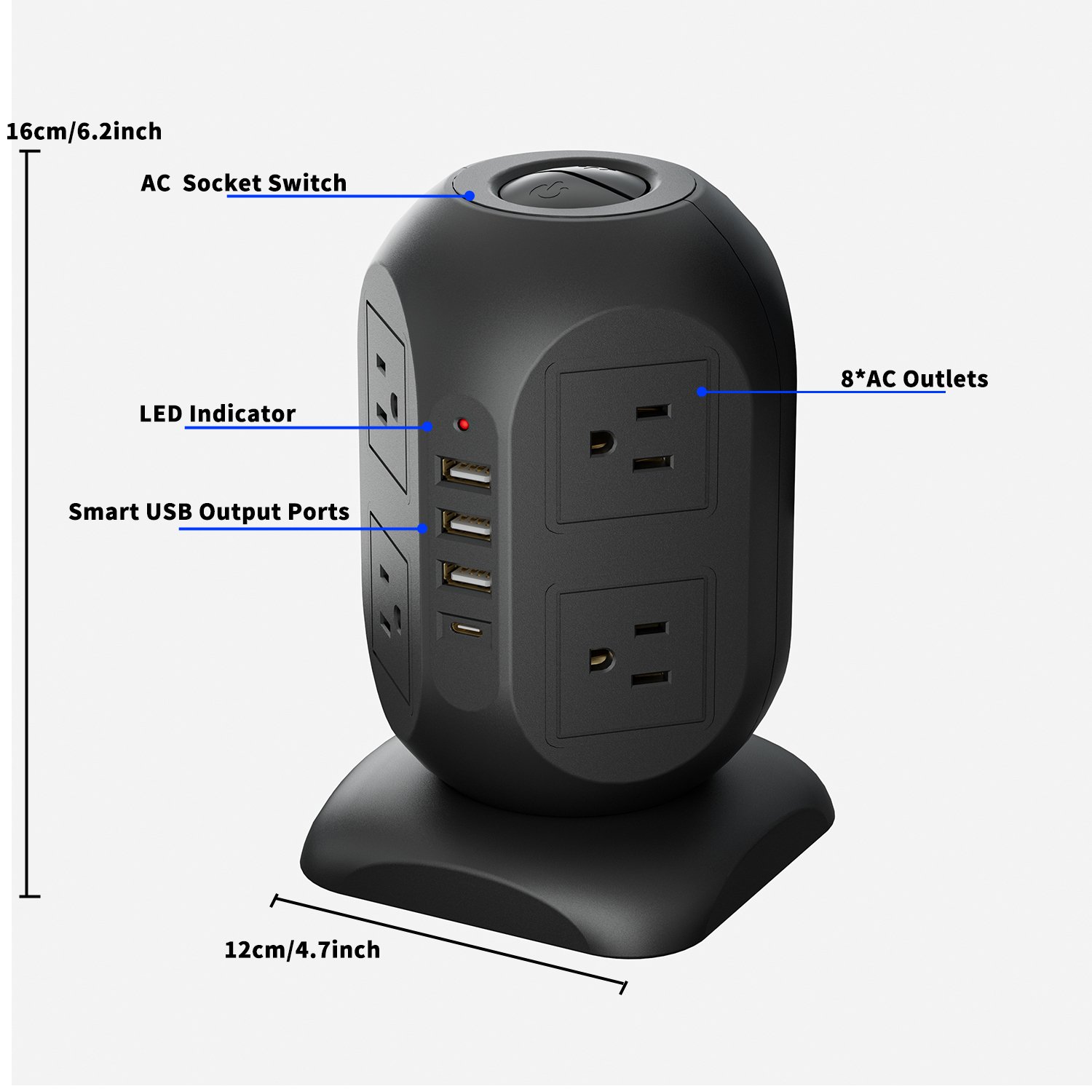Supplier Wholesale 8 Way 4 USB Ports Electrical Outlet Surge Protector Universal Plug Socket