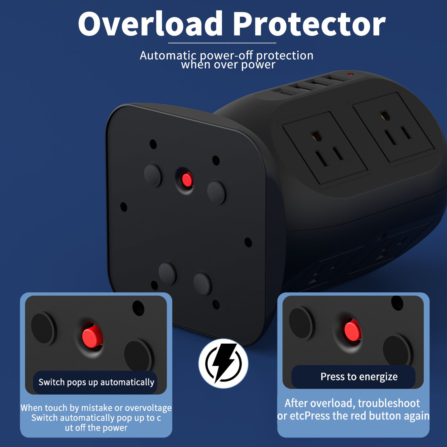 Supplier Wholesale 8 Way 4 USB Ports Electrical Outlet Surge Protector Universal Plug Socket