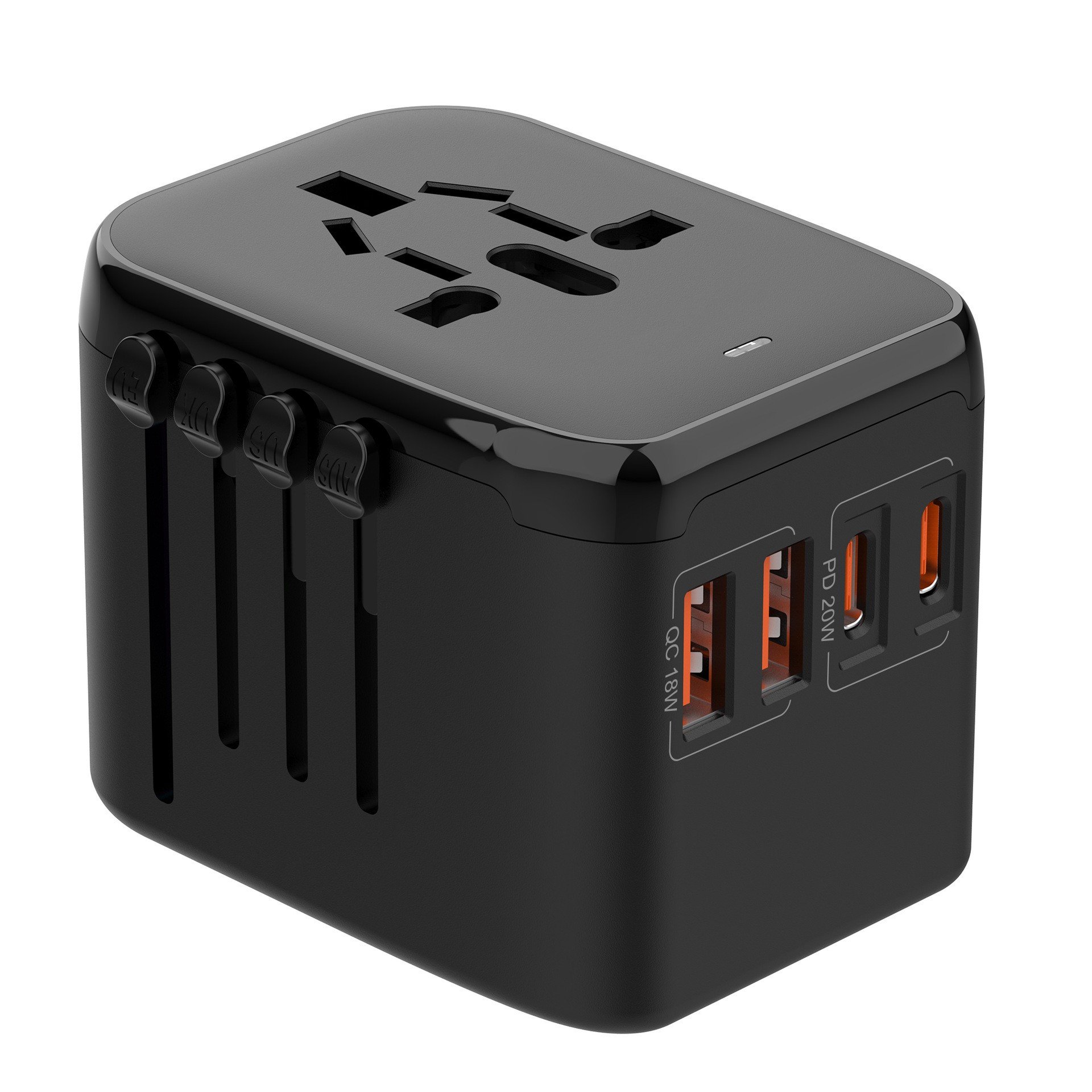 Portable Plug Universal Travel Adapter with USB C,Electrical Socket Electric Accessories World Travel Adapter 8A CE ROHS FCC