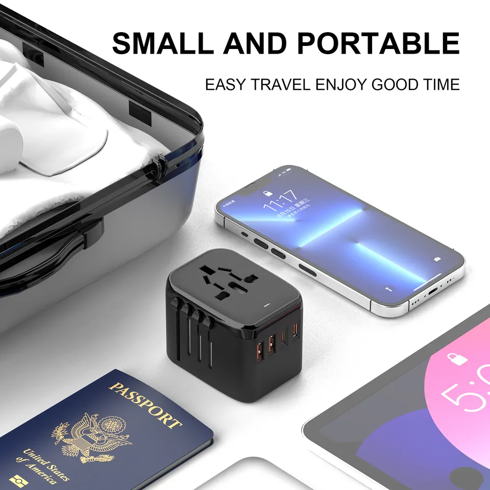 Portable Plug Universal Travel Adapter with USB C,Electrical Socket Electric Accessories World Travel Adapter 8A CE ROHS FCC