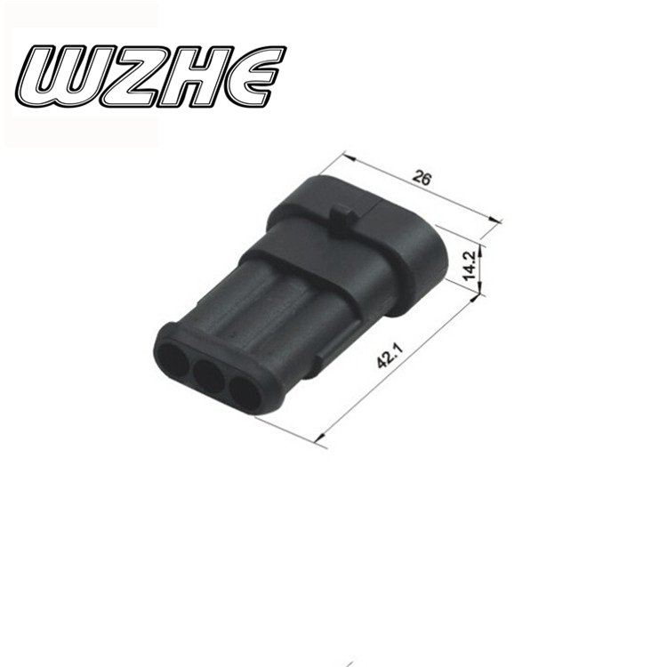 282087-1 3 pin amp female waterproof auto electrical wire connector automotive plug